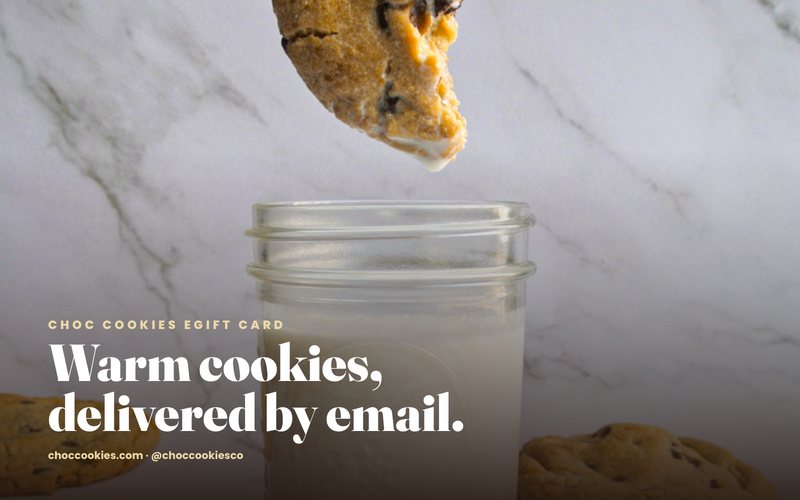 Choc Cookies eGift Card, milk and cookies